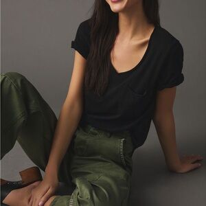 T.la Classic V Neck Tee from Anthropologie Size Medium in Black